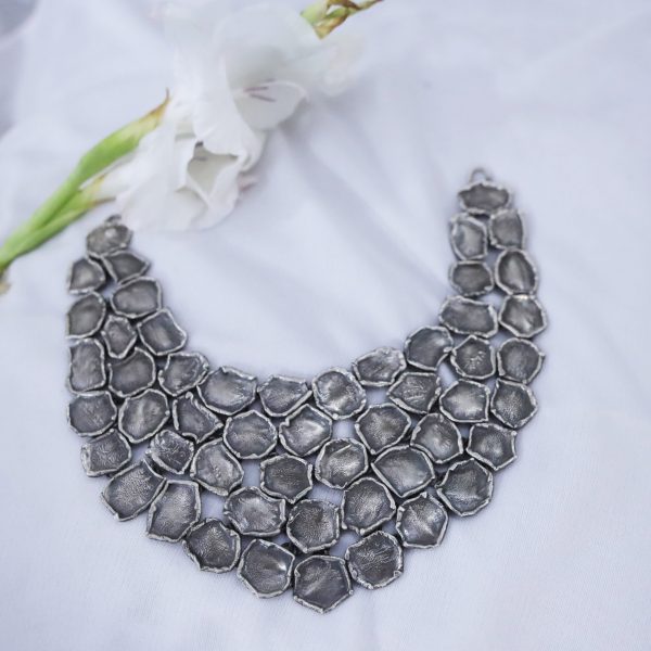 rose necklace, silver necklace, contemporary necklace