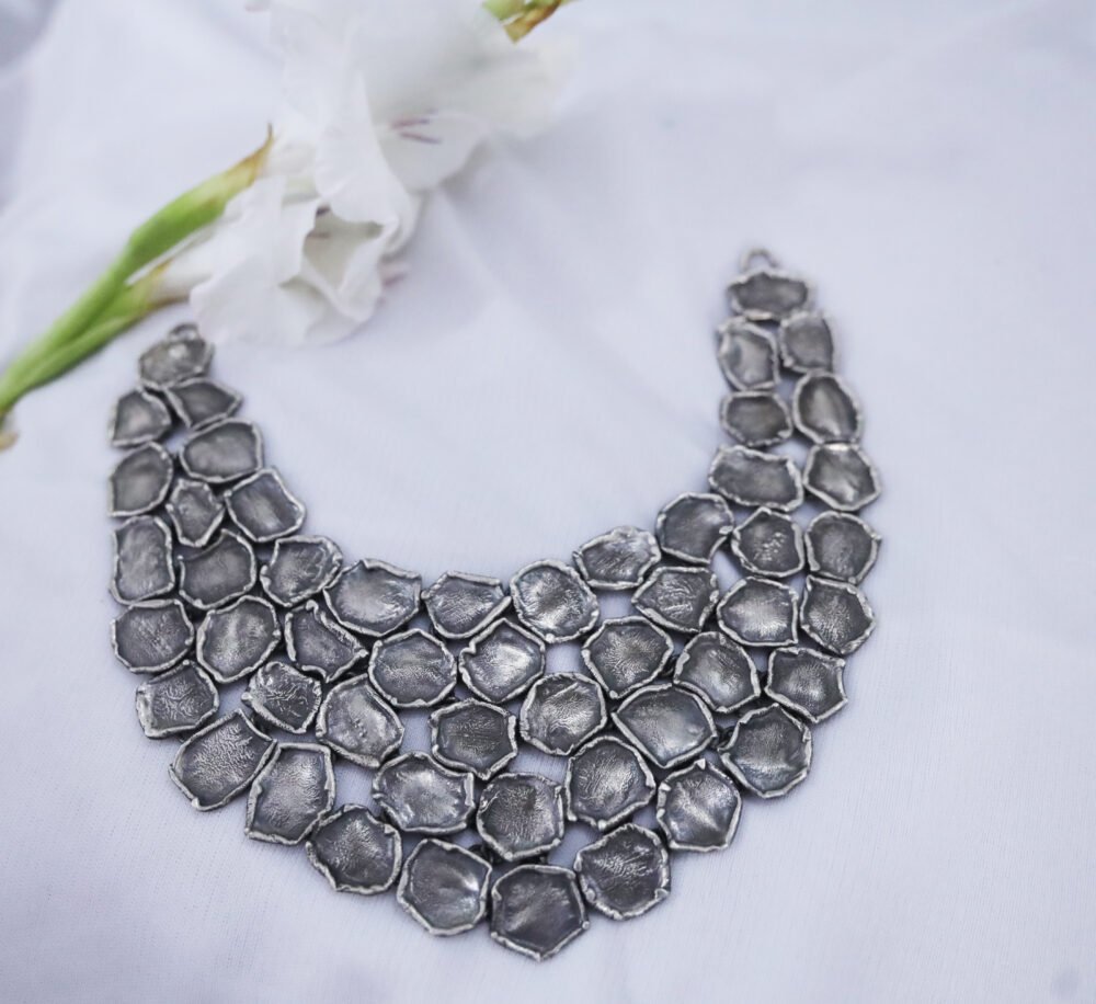 silver necklace, contemporary necklace
